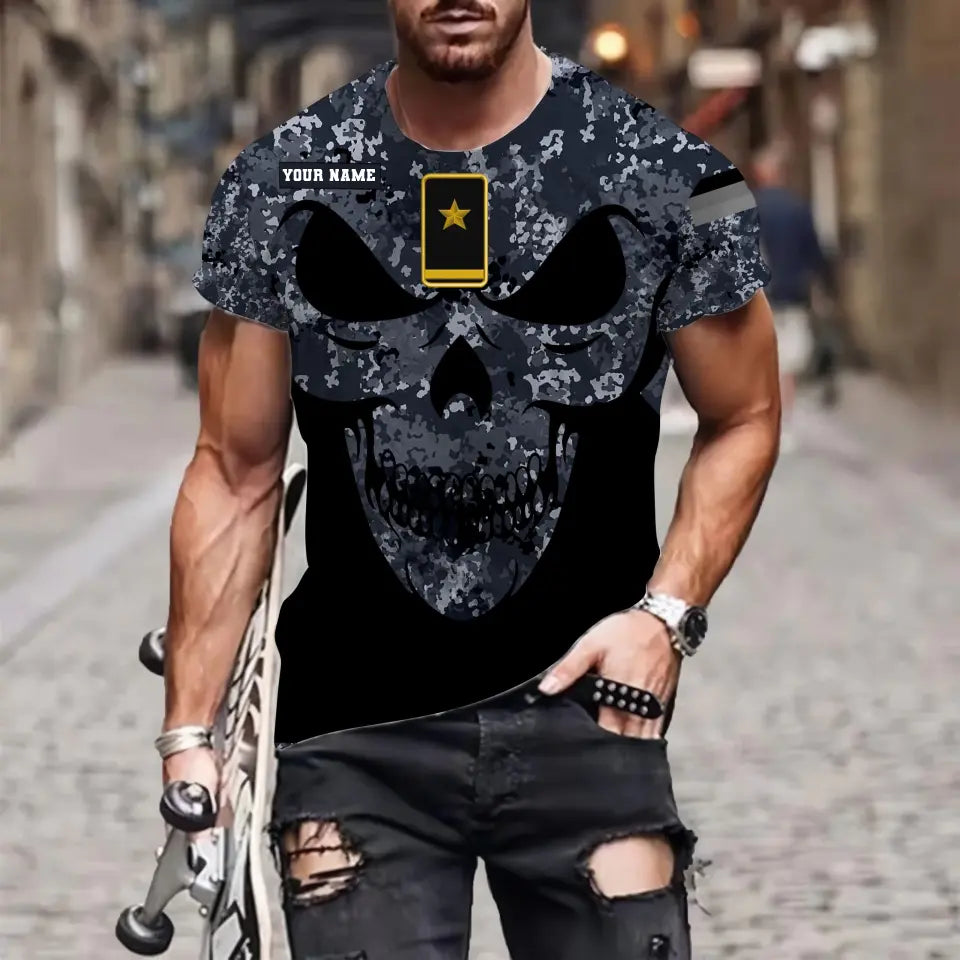 T-shirt personnalisé avec camouflage soldat/vétéran allemand avec nom et grade imprimé en 3D - 0711230014