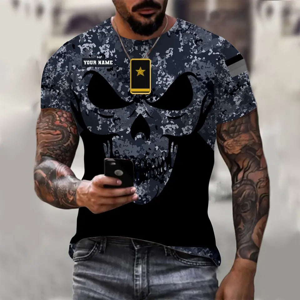 T-shirt personnalisé avec camouflage soldat/vétéran allemand avec nom et grade imprimé en 3D - 0711230014