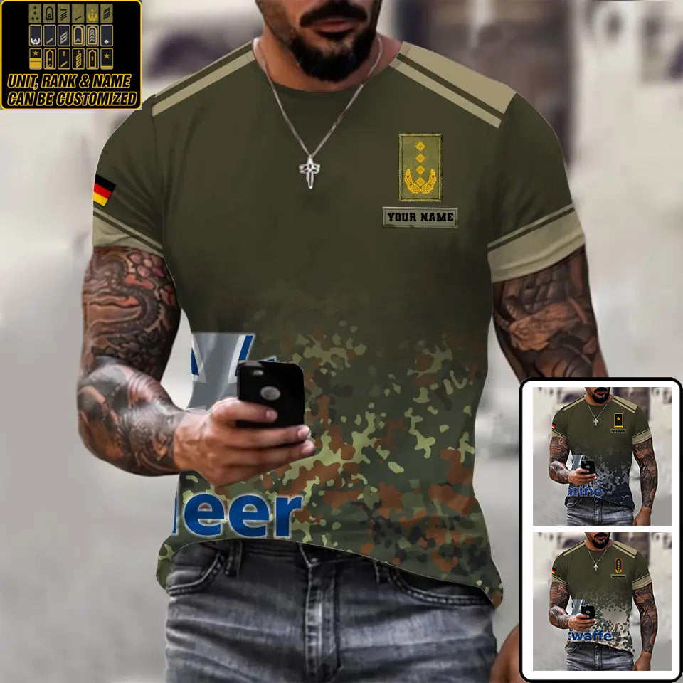 Personalized Germany Soldier/ Veteran Camo With Name And Rank T-shirt 3D Printed - 16993152