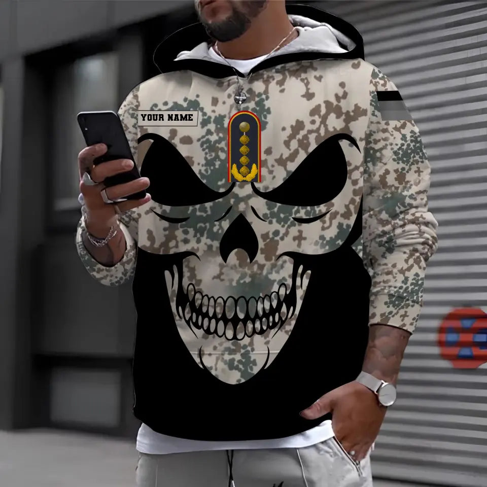 T-shirt personnalisé avec camouflage soldat/vétéran allemand avec nom et grade imprimé en 3D - 0711230014