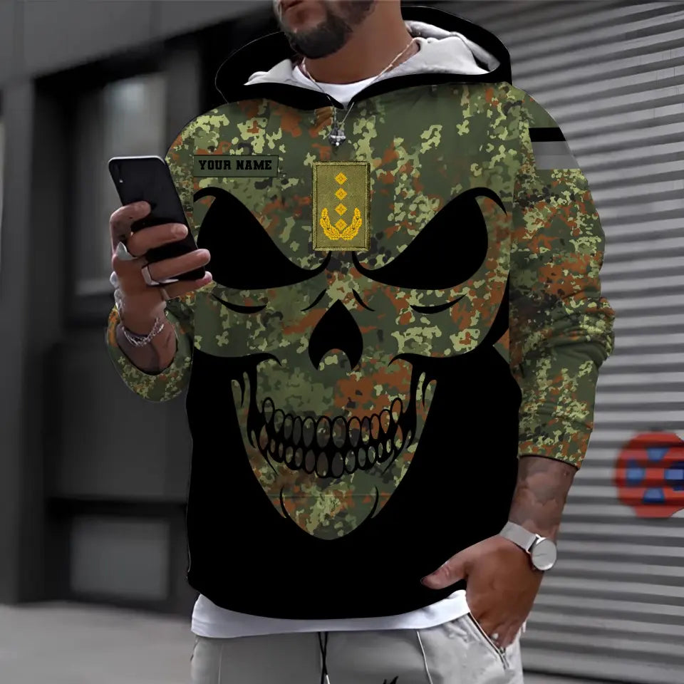 T-shirt personnalisé avec camouflage soldat/vétéran allemand avec nom et grade imprimé en 3D - 0711230014