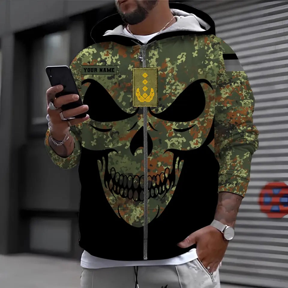 T-shirt personnalisé avec camouflage soldat/vétéran allemand avec nom et grade imprimé en 3D - 0711230014