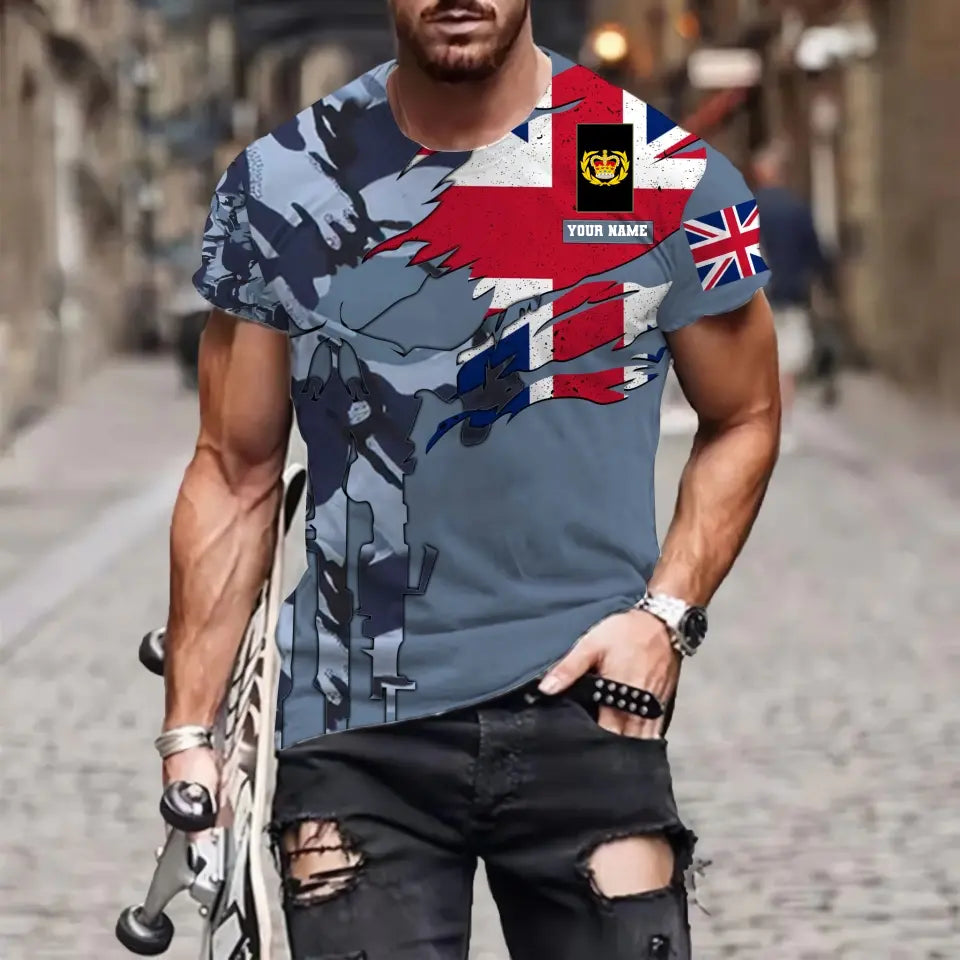 Personalized UK Soldier/ Veteran Camo With Name And Rank T-shirt 3D Printed - 16995744