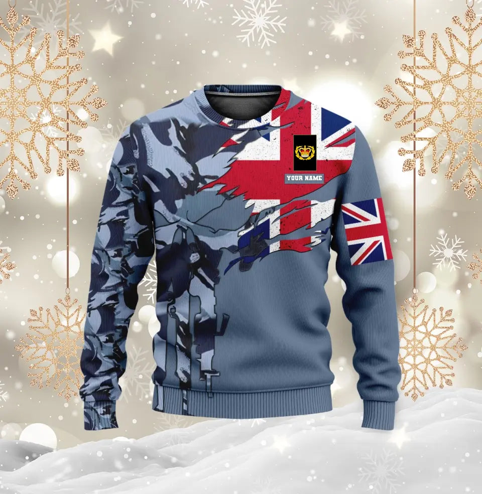 Personalized UK Soldier/ Veteran Camo With Name And Rank T-shirt 3D Printed - 16995744