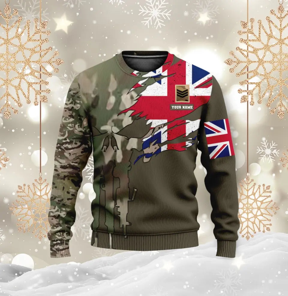 Personalized UK Soldier/ Veteran Camo With Name And Rank T-shirt 3D Printed - 16995744