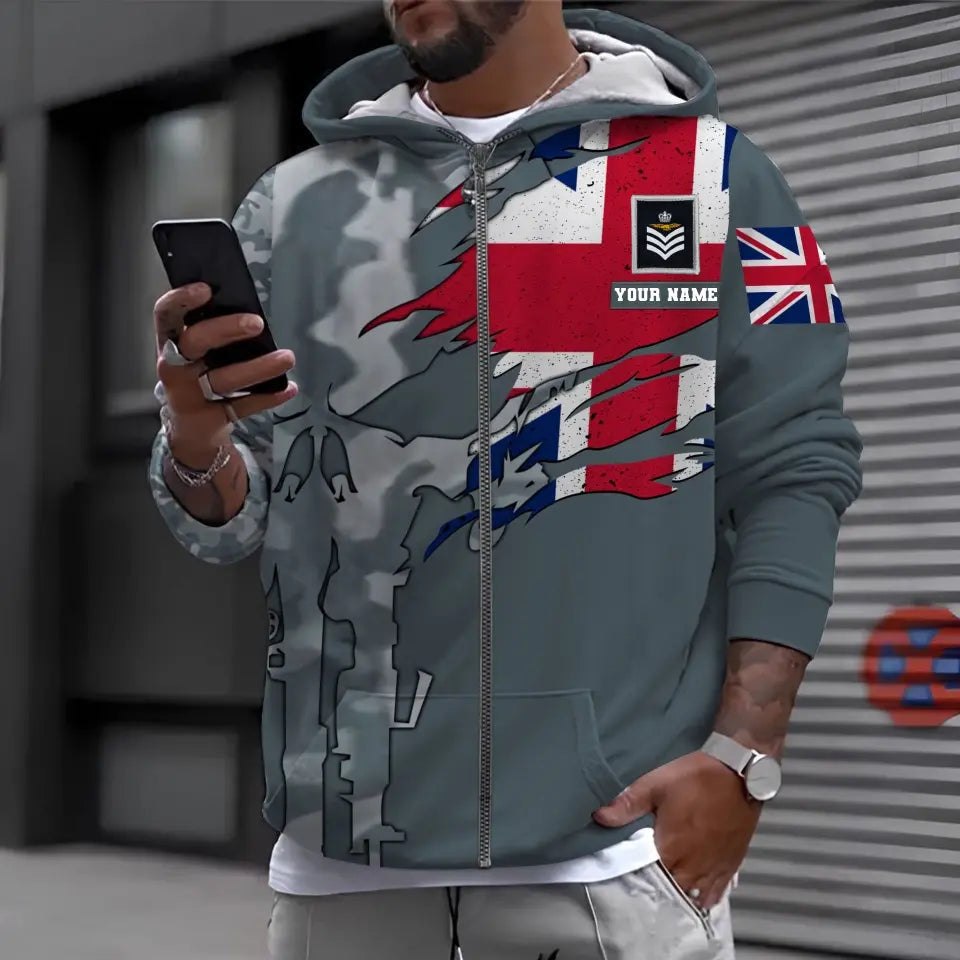 Personalized UK Soldier/ Veteran Camo With Name And Rank T-shirt 3D Printed - 16995744