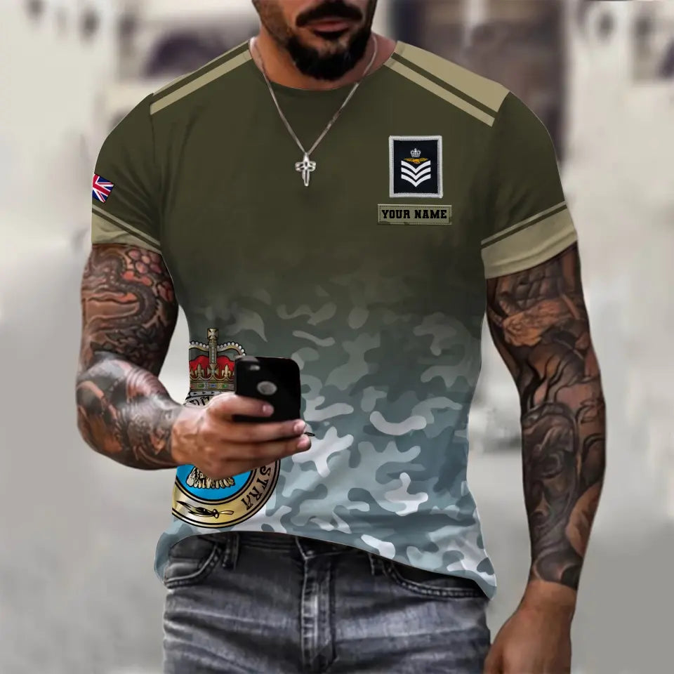 Personalized UK Soldier/ Veteran Camo With Name And Rank T-shirt 3D Printed - 1011230003