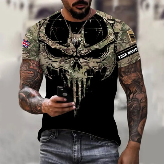 Personalized UK Soldier/ Veteran Camo With Name And Rank T-shirt 3D Printed - 2010230001