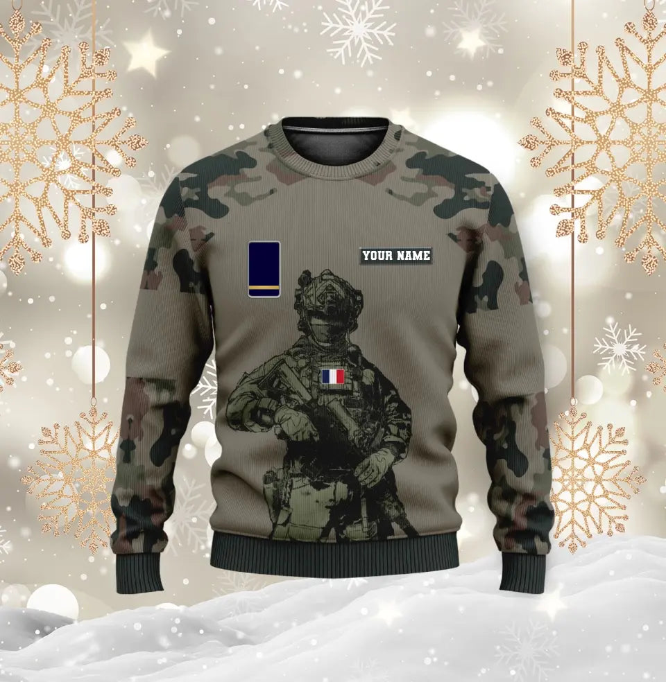 Personalized France Soldier/ Veteran Camo With Name And Rank T-shirt 3D Printed -17017344