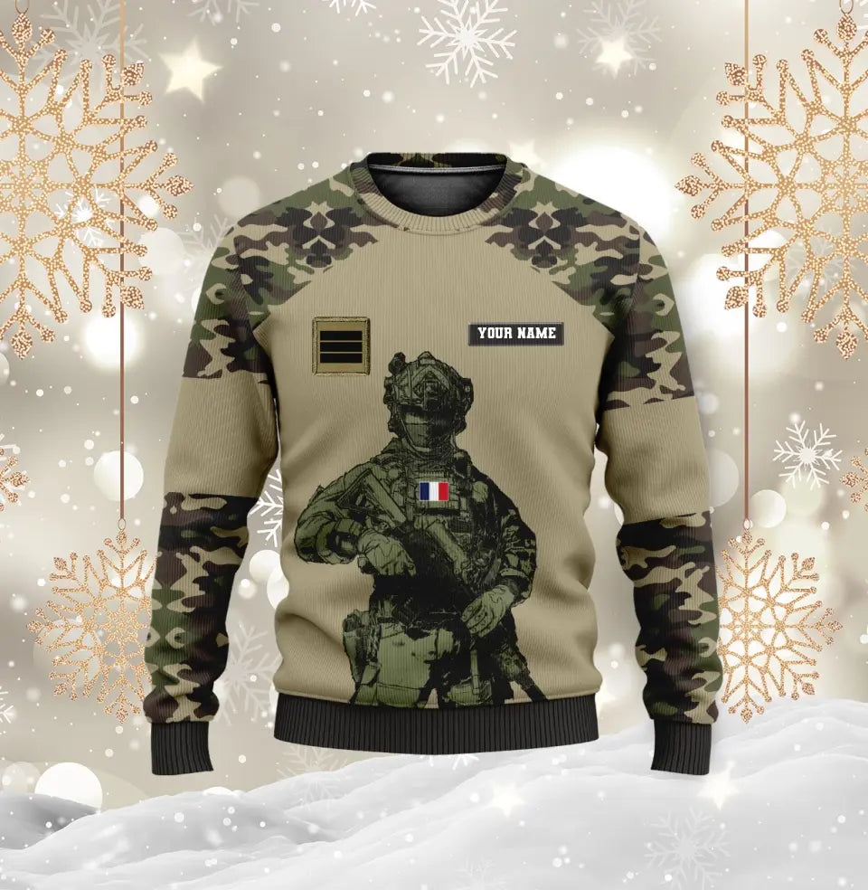 Personalized France Soldier/ Veteran Camo With Name And Rank T-shirt 3D Printed -17017344
