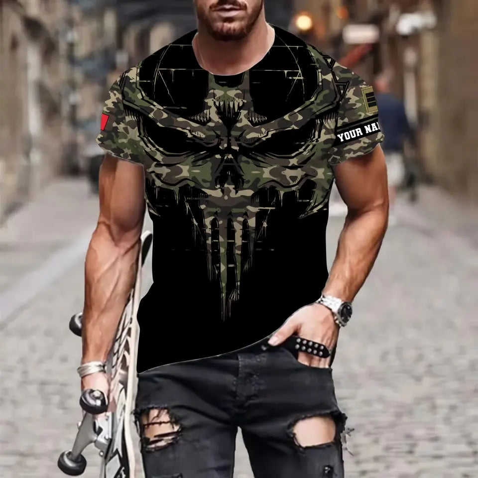 Personalized France Soldier/ Veteran Camo With Name And Rank T-shirt 3D Printed -  2010230001