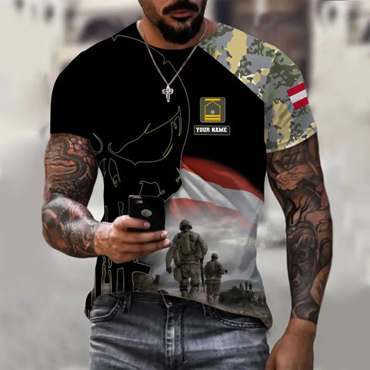 Personalized Austria Soldier/ Veteran Camo With Name And Rank T-shirt 3D Printed - 1910230001