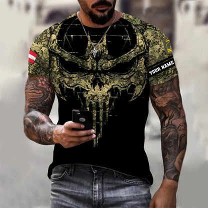 Personalized Austria Soldier/ Veteran Camo With Name And Rank T-shirt 3D Printed  - 16977600