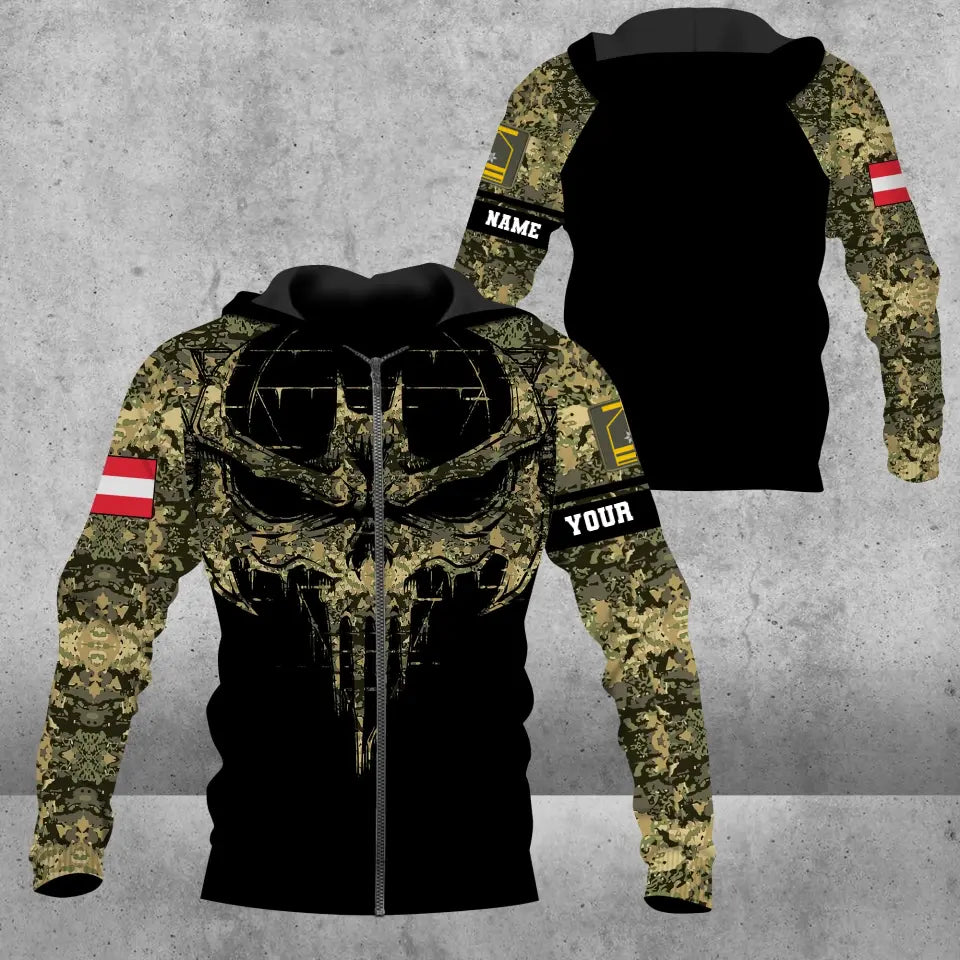 Personalized Austria Soldier/ Veteran Camo With Name And Rank T-shirt 3D Printed  - 16977600