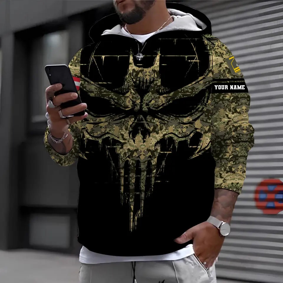 Personalized Austria Soldier/ Veteran Camo With Name And Rank T-shirt 3D Printed  - 16977600