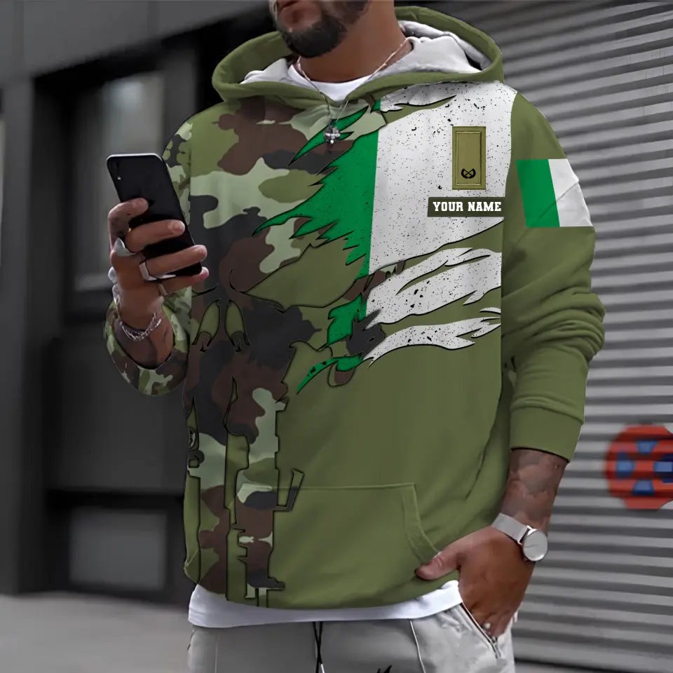 Personalized Ireland Soldier/ Veteran Camo With Name And Rank  T-shirt 3D Printed  - 0311230001