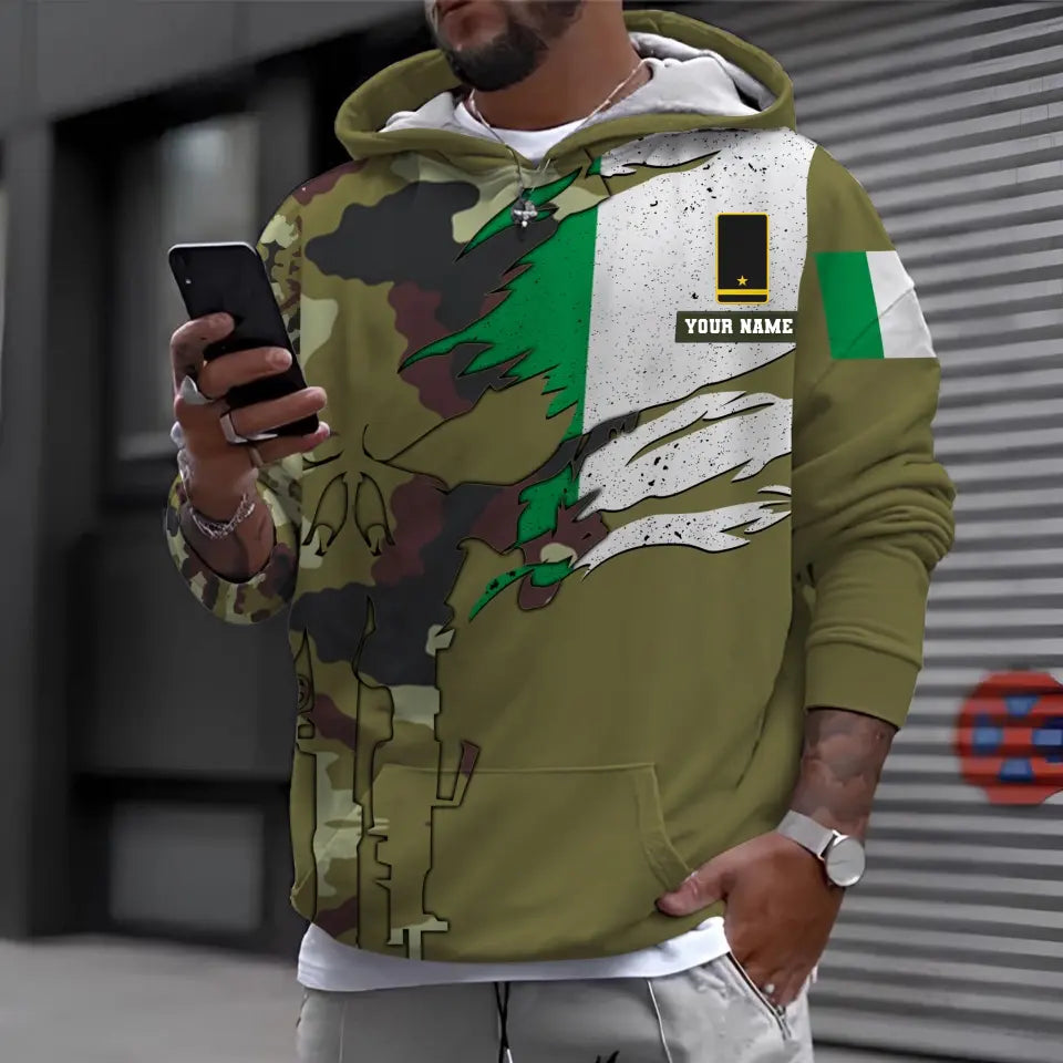 Personalized Ireland Soldier/ Veteran Camo With Name And Rank  T-shirt 3D Printed  - 0311230001