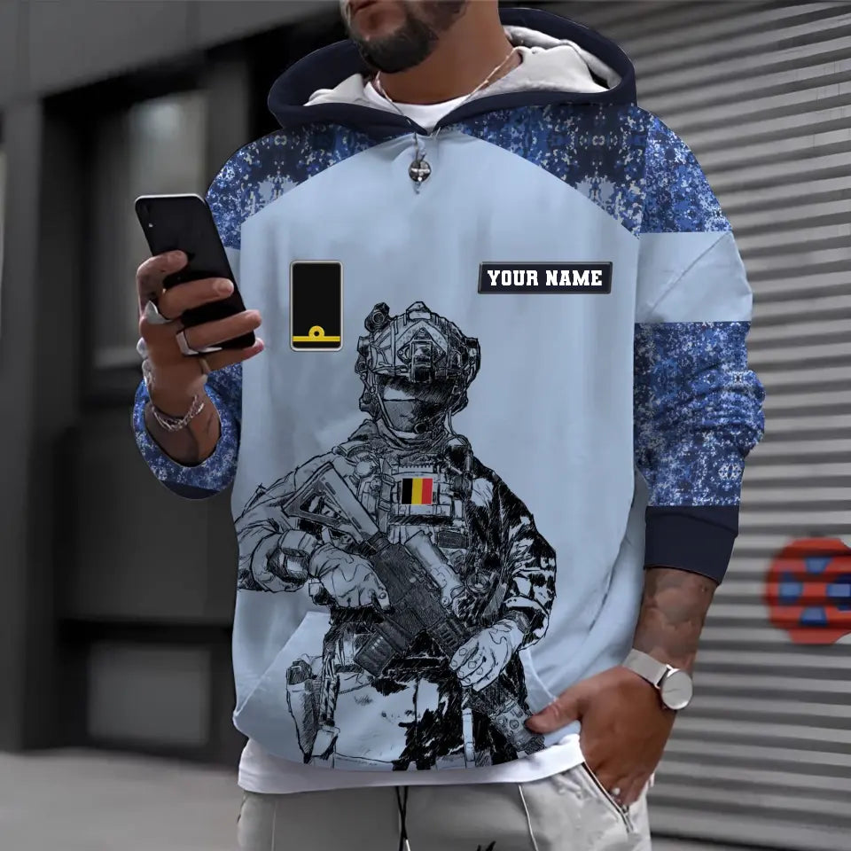 Personalized Belgium Soldier/ Veteran Camo With Name And Rank  T-shirt 3D Printed  - 17023392