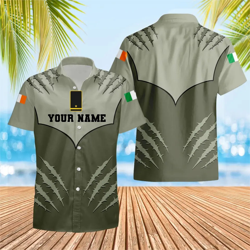 Personalized Ireland Soldier/ Veteran Camo With Name And Rank T-shirt 3D Printed  - 17024256