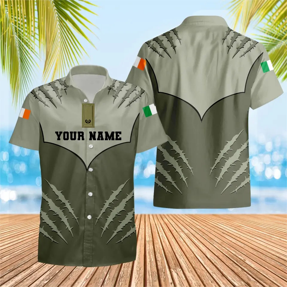 Personalized Ireland Soldier/ Veteran Camo With Name And Rank T-shirt 3D Printed  - 17024256