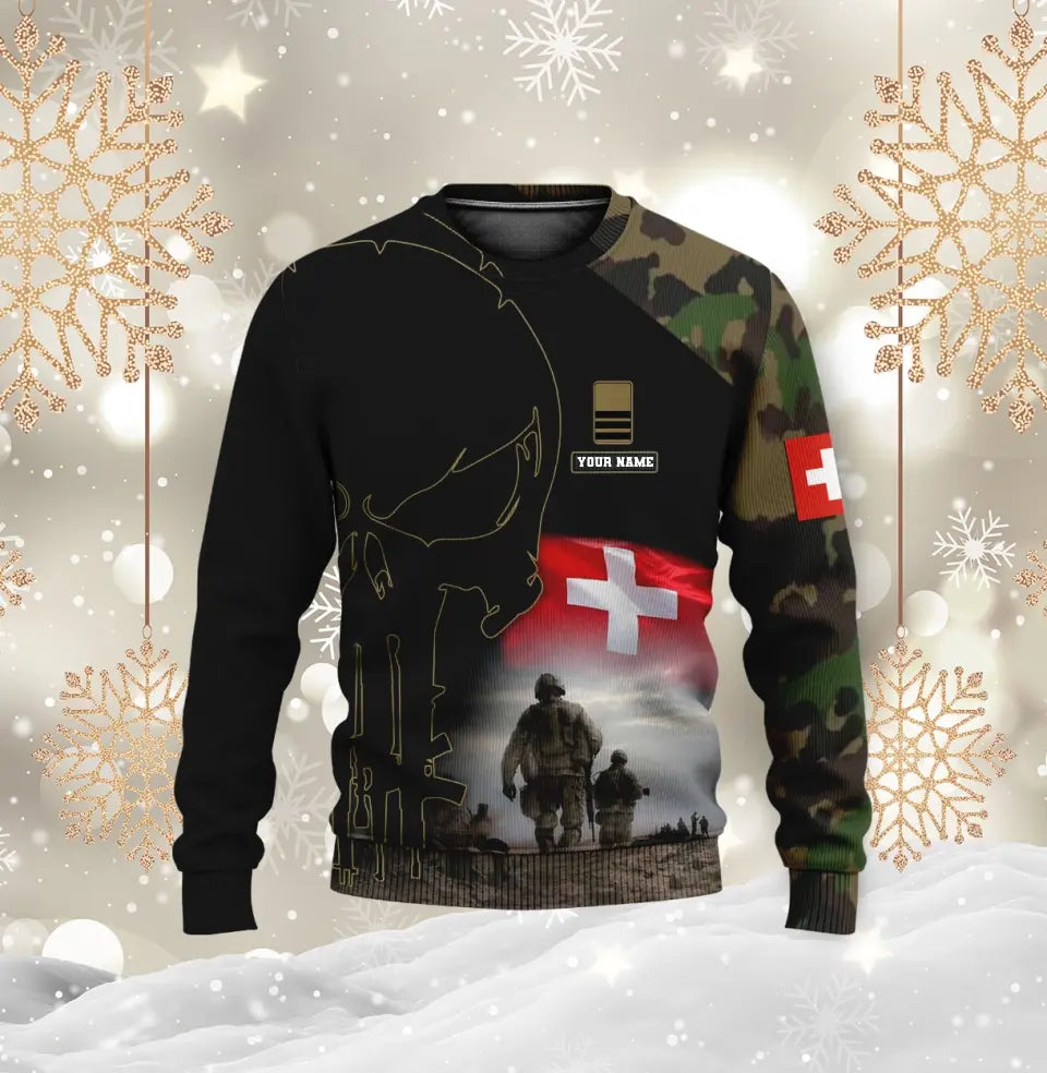 Personalized Swiss Soldier/ Veteran Camo With Name And Rank T-shirt 3D Printed - 1910230001