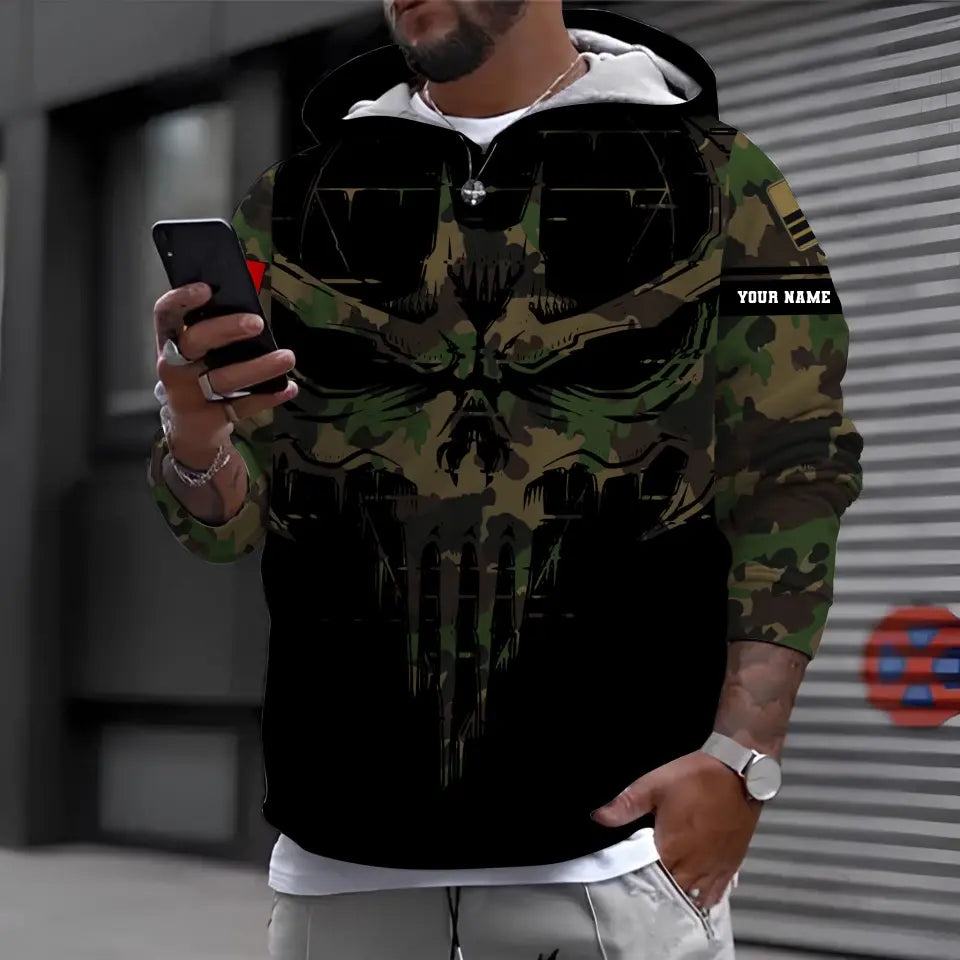 Personalisiertes T-Shirt mit Schweizer Soldaten-/Veteranen-Tarnmuster und Namen und Rang, 3D-Druck – 2010230001