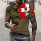 T-shirt personnalisé avec camouflage soldat/vétéran suisse avec nom et grade imprimé en 3D - 1011230001