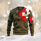T-shirt personnalisé avec camouflage soldat/vétéran suisse avec nom et grade imprimé en 3D - 1011230001