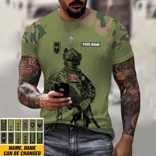Personalized Norway Soldier/ Veteran Camo With Name And Rank T-shirt 3D Printed - 1212230001