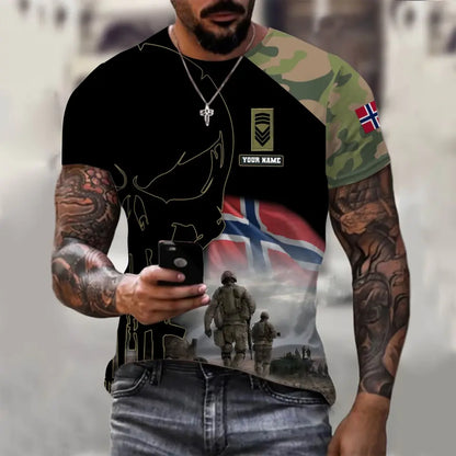 Personalized Norway Soldier/ Veteran Camo With Name And Rank T-shirt 3D Printed - 1910230001