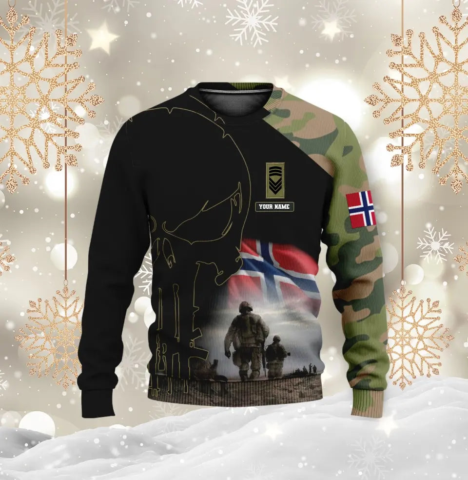Personalized Norway Soldier/ Veteran Camo With Name And Rank T-shirt 3D Printed - 1910230001