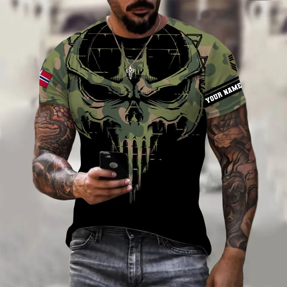 Personalized Norway Soldier/ Veteran Camo With Name And Rank T-shirt 3D Printed - 2010230001
