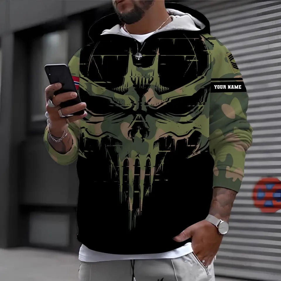 T-shirt personnalisé avec camouflage soldat/vétéran norvégien avec nom et grade imprimé en 3D - 2010230001