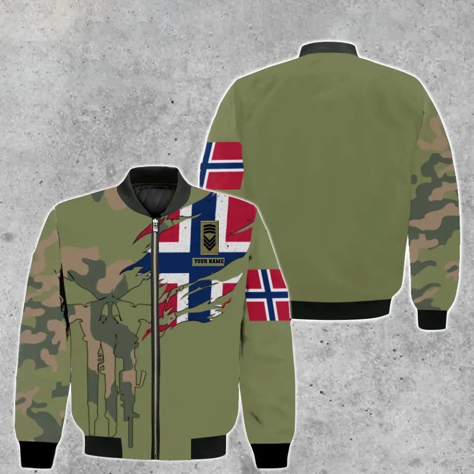 Personalized Norway Soldier/ Veteran Camo With Name And Rank T-shirt 3D Printed  - 16995744
