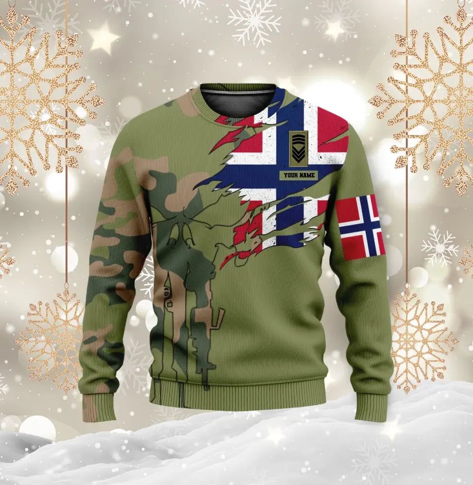 Personalized Norway Soldier/ Veteran Camo With Name And Rank T-shirt 3D Printed  - 1011230001