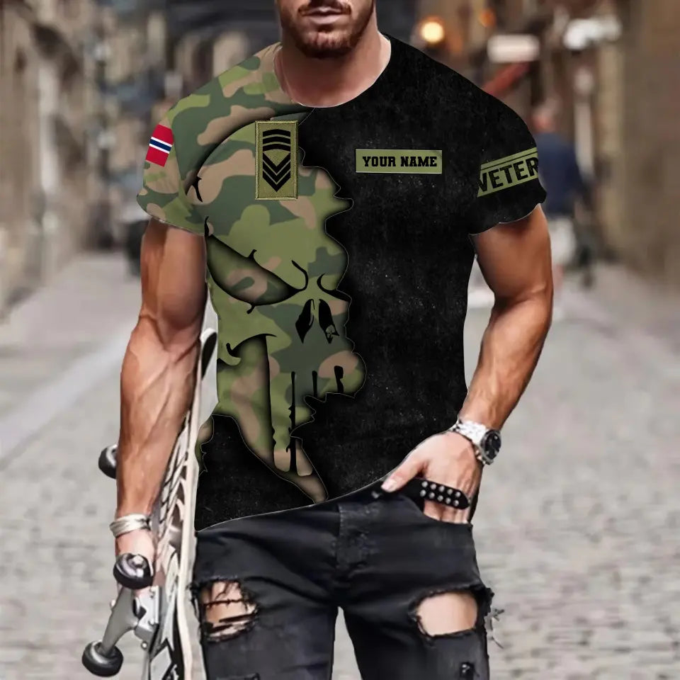 Personalized Norway Soldier/ Veteran Camo With Name And Rank T-shirt 3D Printed - 1011230002