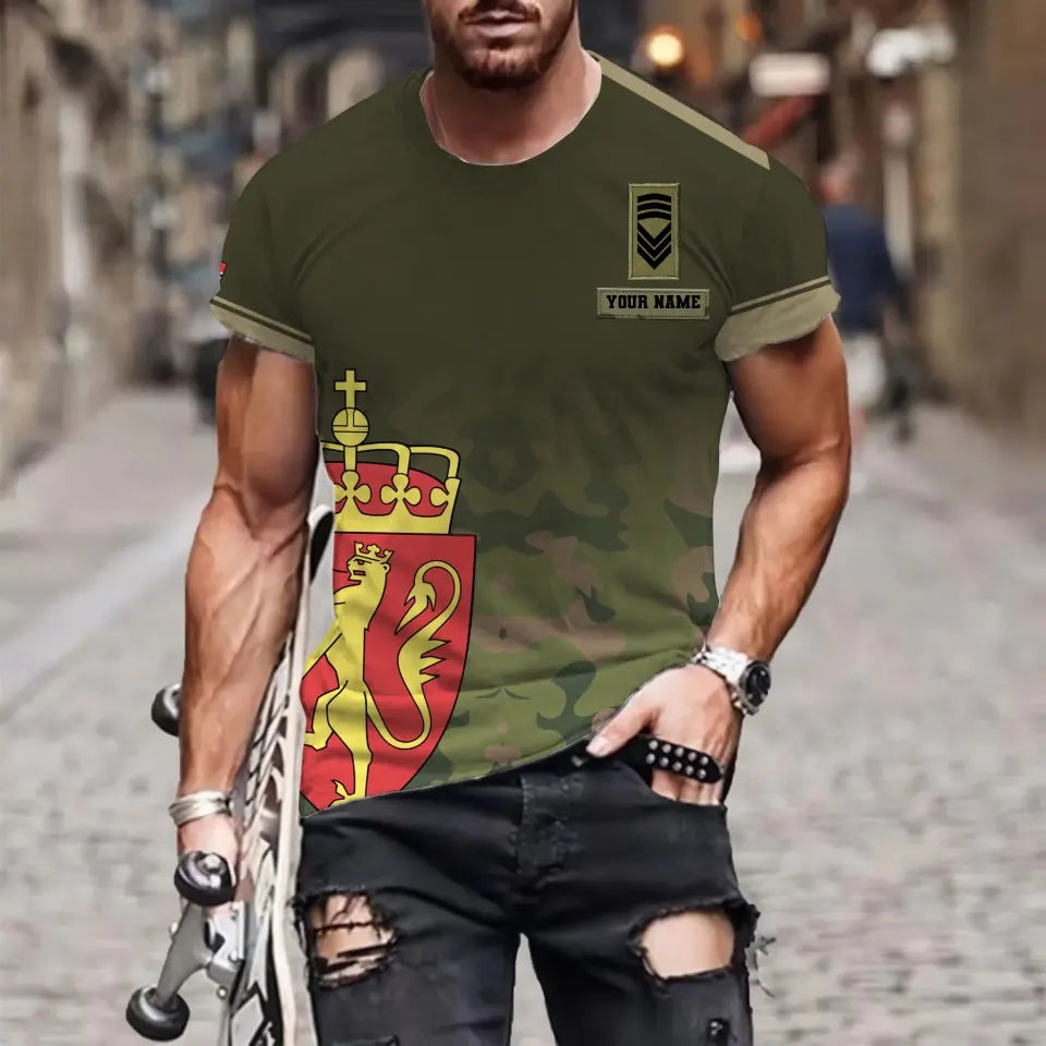 Personalized Norway Soldier/ Veteran Camo With Name And Rank T-shirt 3D Printed - 1011230003
