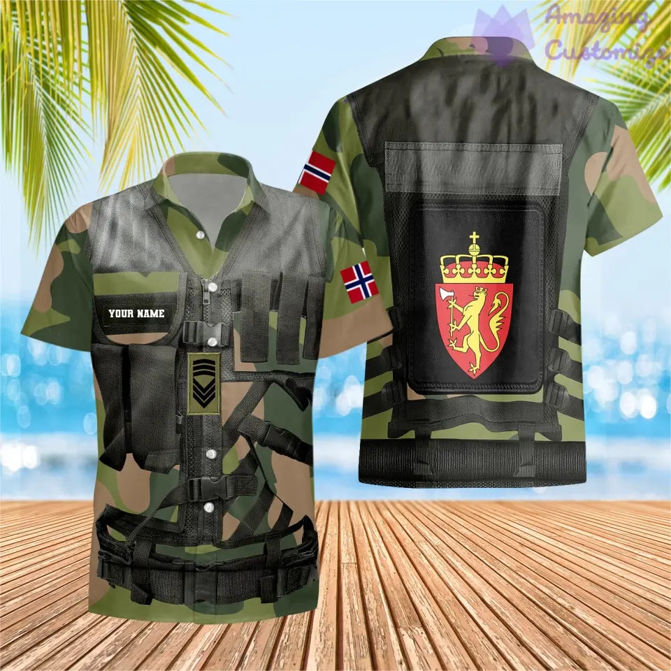 Personalized Norway Soldier/ Veteran Camo With Name And Rank Hoodie 3D Printed - 1101240001
