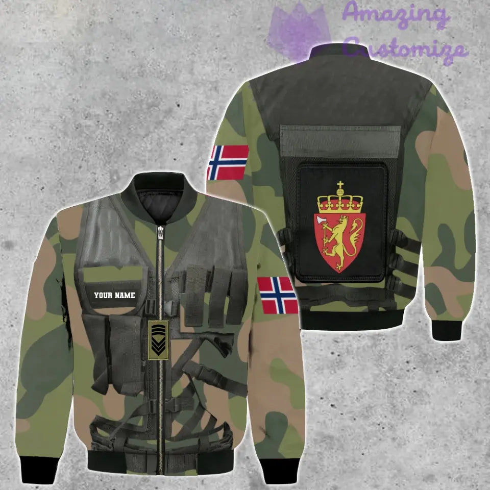 Personalized Norway Soldier/ Veteran Camo With Name And Rank Hoodie 3D Printed - 1101240001