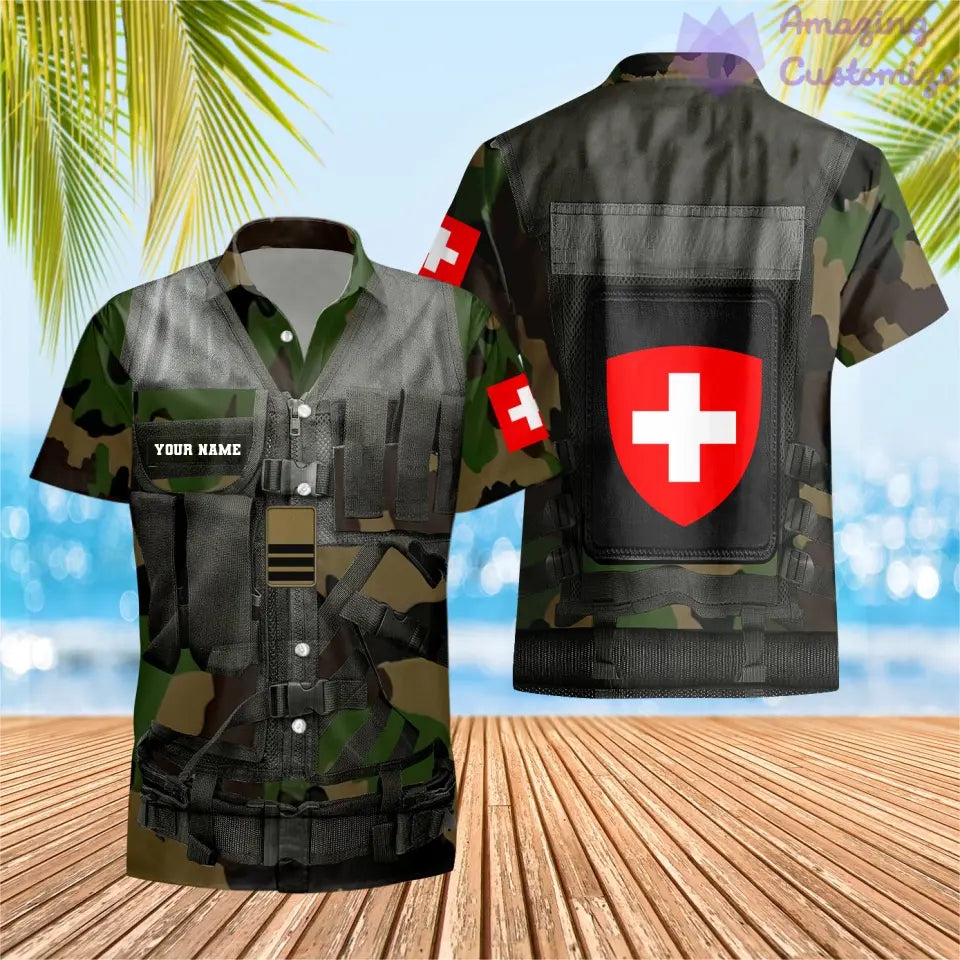 Personalized Swiss Soldier/ Veteran Camo With Name And Rank Hoodie 3D Printed - 1101240001