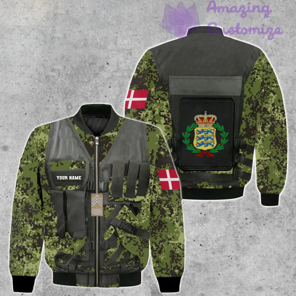 Personalized Denmark Soldier/ Veteran Camo With Name And Rank Hoodie 3D Printed - 1101240001