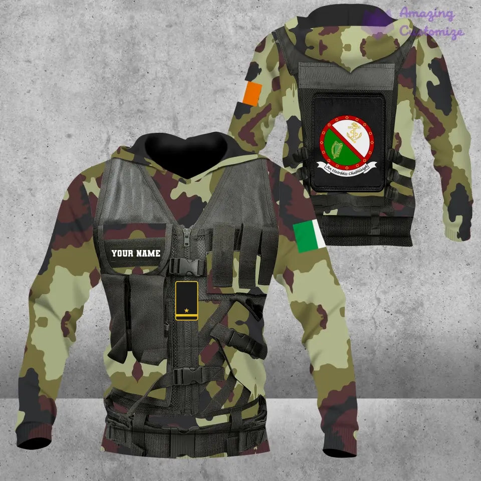 Personalized Ireland Soldier/ Veteran Camo With Name And Rank Hoodie 3D Printed  - 17049312