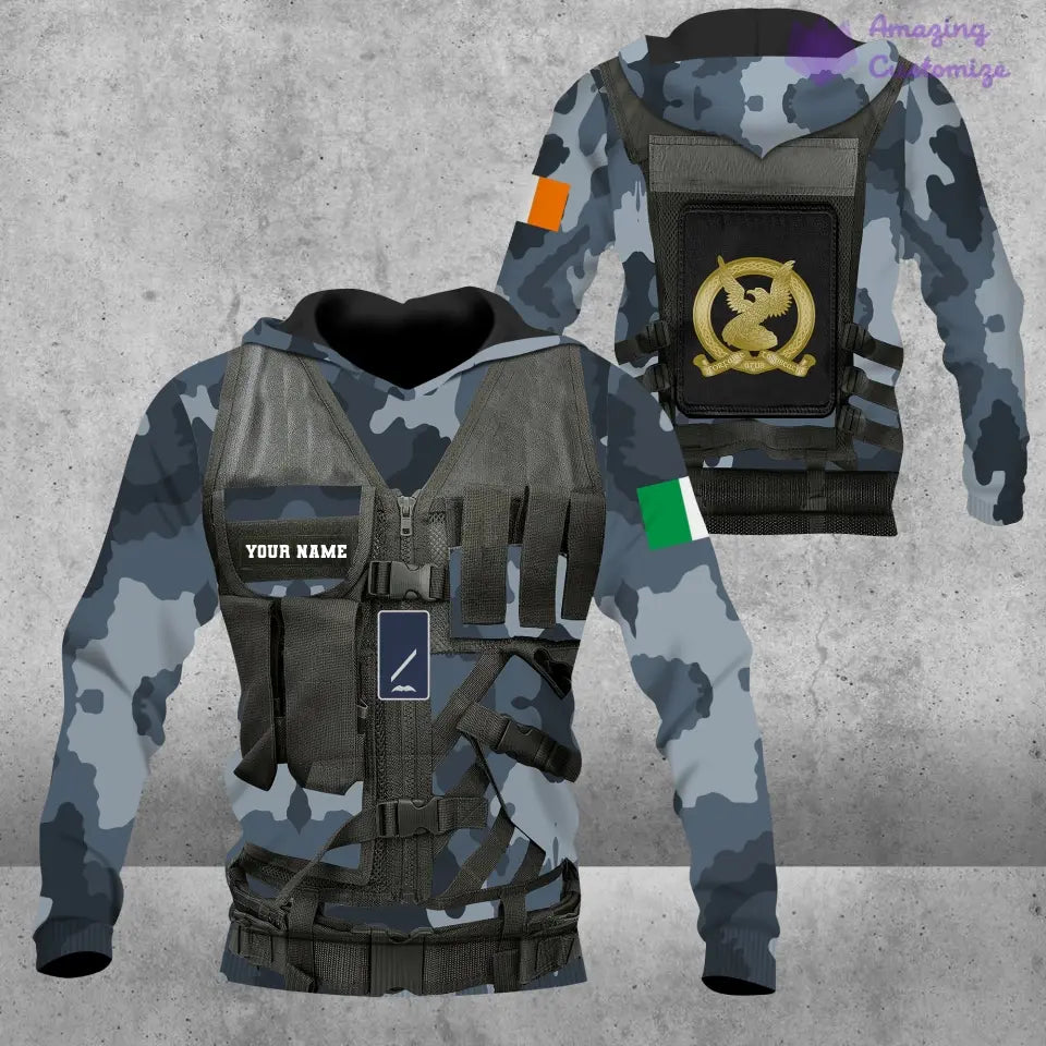 Personalized Ireland Soldier/ Veteran Camo With Name And Rank Hoodie 3D Printed  - 1101240001