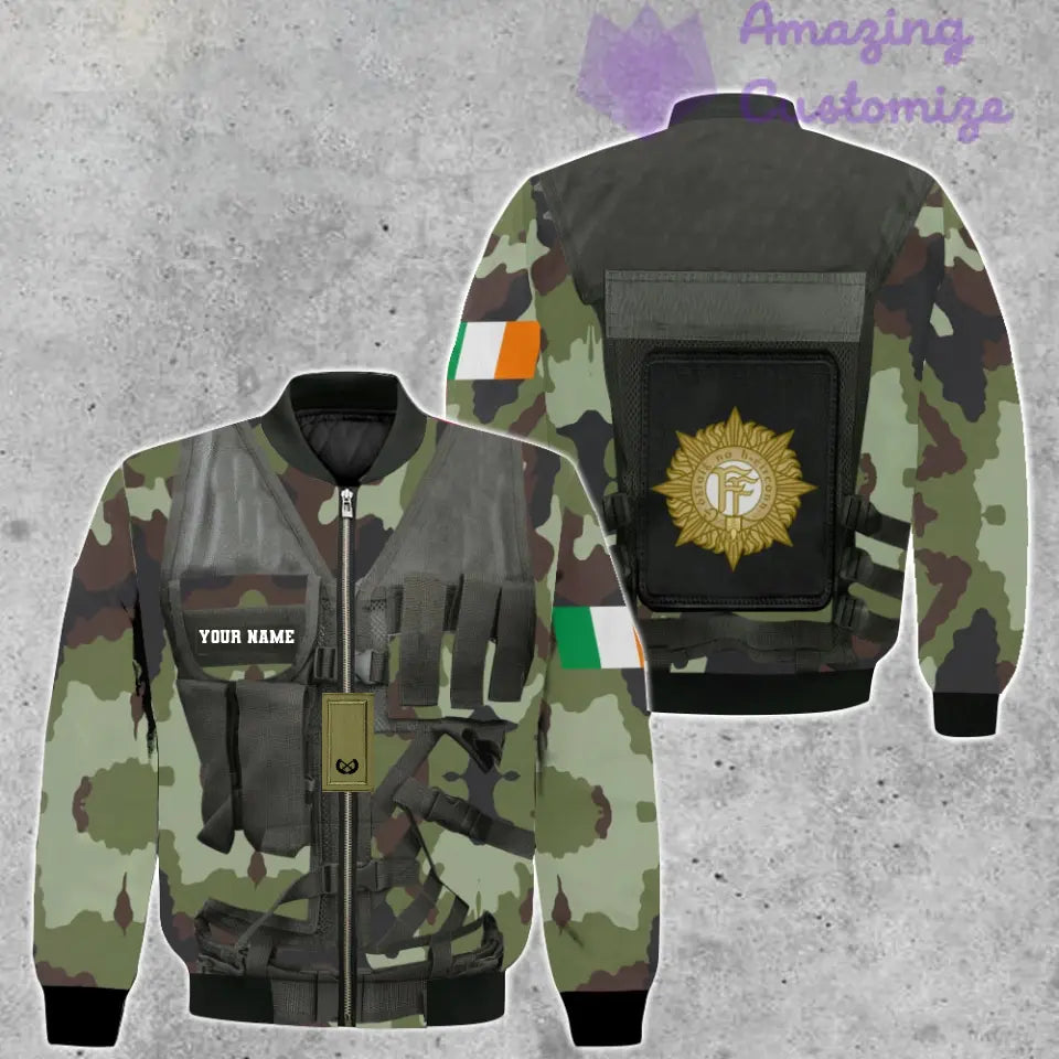 Personalized Ireland Soldier/ Veteran Camo With Name And Rank Hoodie 3D Printed  - 17049312