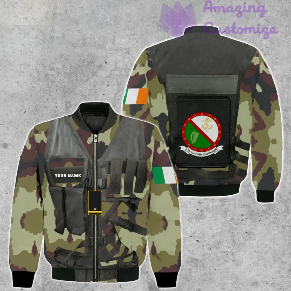 Personalized Ireland Soldier/ Veteran Camo With Name And Rank Hoodie 3D Printed  - 1101240001