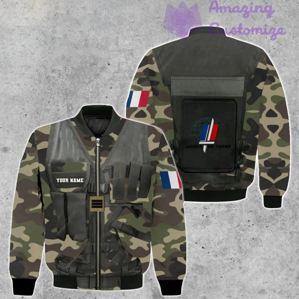 Personalized France Soldier/ Veteran Camo With Name And Rank Hoodie 3D Printed  - 1101240001