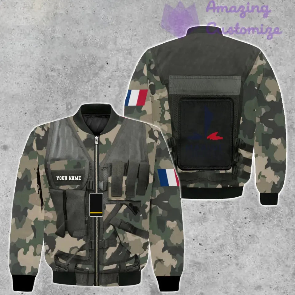Personalized France Soldier/ Veteran Camo With Name And Rank Hoodie 3D Printed  - 1101240001