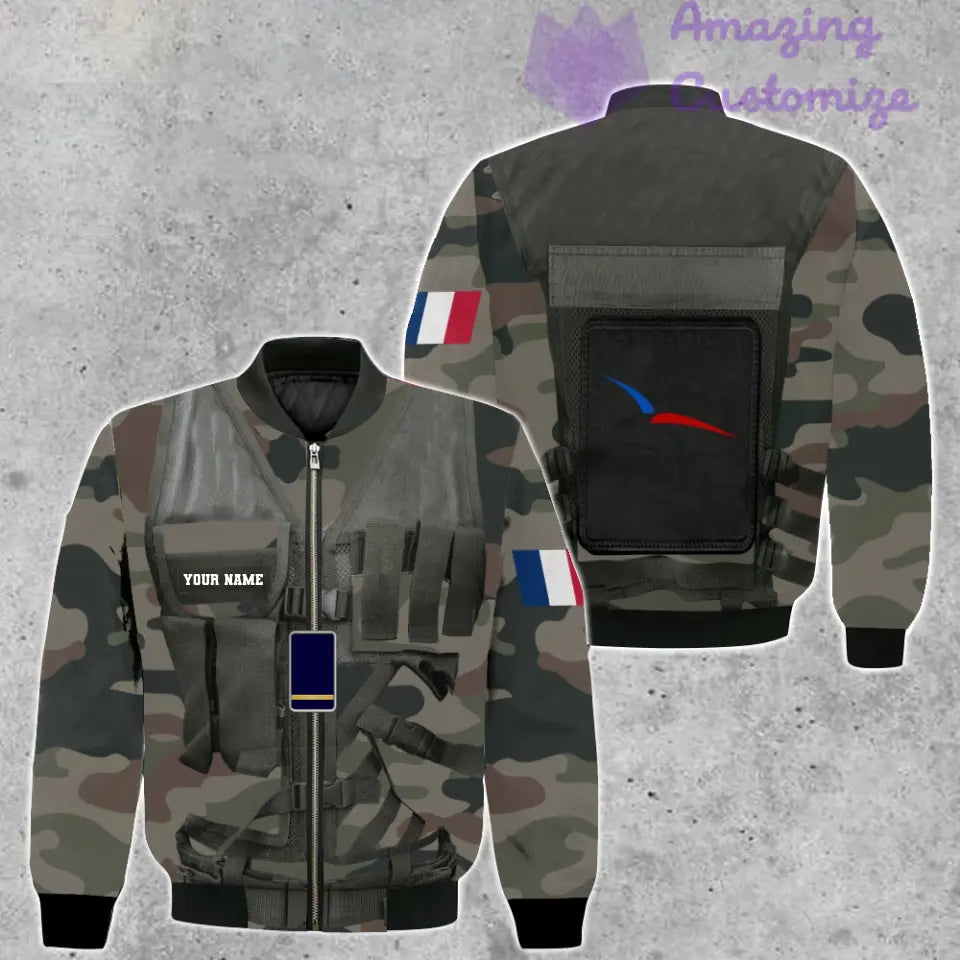 Personalized France Soldier/ Veteran Camo With Name And Rank Hoodie 3D Printed  - 1101240001