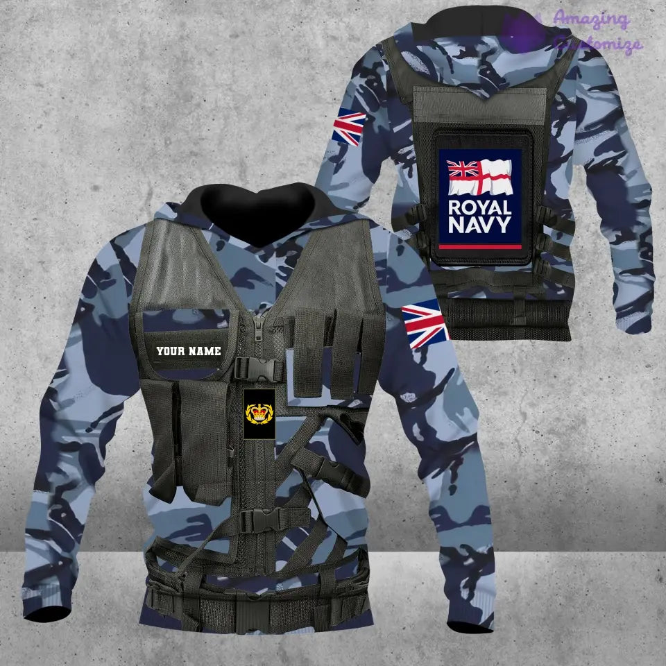 Personalisierter Kapuzenpullover mit Camouflage-Muster für britische Soldaten/Veteranen mit Namen und Rang, 3D-Druck – 1101240001