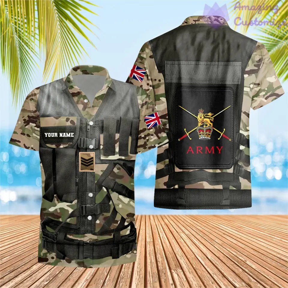 Personalisierter Kapuzenpullover mit Camouflage-Muster für britische Soldaten/Veteranen mit Namen und Rang, 3D-Druck – 1101240001